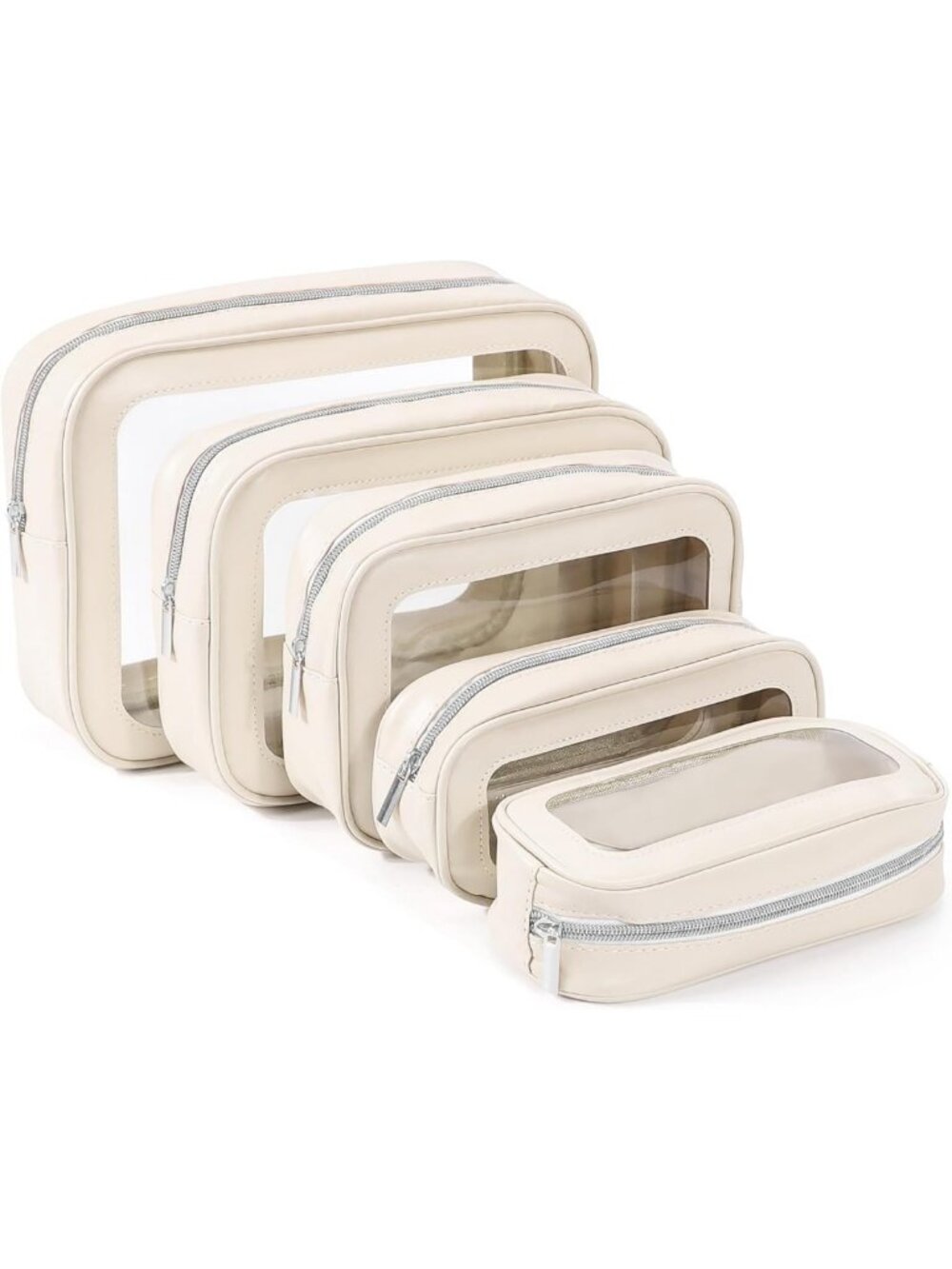 5PCS Clear Diaper Bag Organizer Pouch Set - Waterproof Travel Makeup Bags for